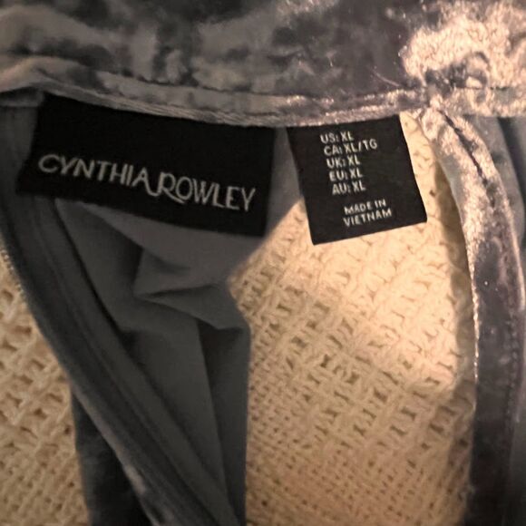 Cynthia Rowley Dress XL Icy Blue Crushed Velvet Sleeveless A-Line Party Holiday - Picture 4 of 7
